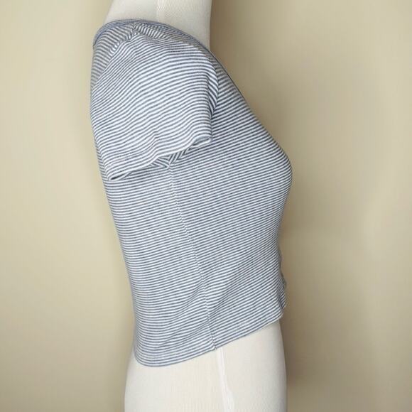 Brandy Melville Blue Striped Zelly Button Down Tee - Picture 6 of 6
